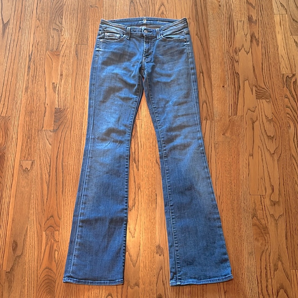 SEVEN FOR ALL MANKIND KIMMIE LOW RISE SLIM CUT BOOT LEG JEANS SZ 28 MADE IN USA